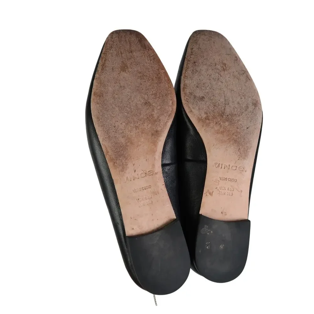 Vince Brette Black Lamb Leather Loafers Slip-On Flat Shoes 6.5